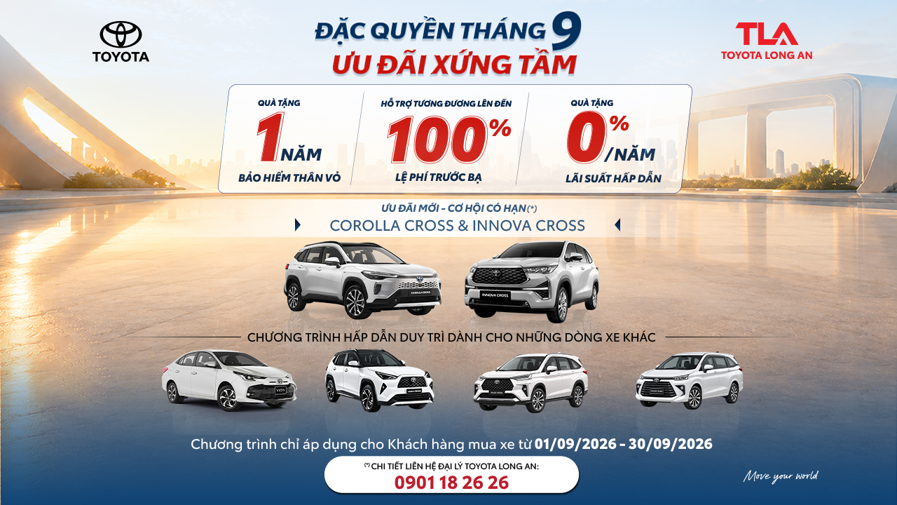 Chương trình khuyến mãi tháng 9.2025 tại Toyota Long An