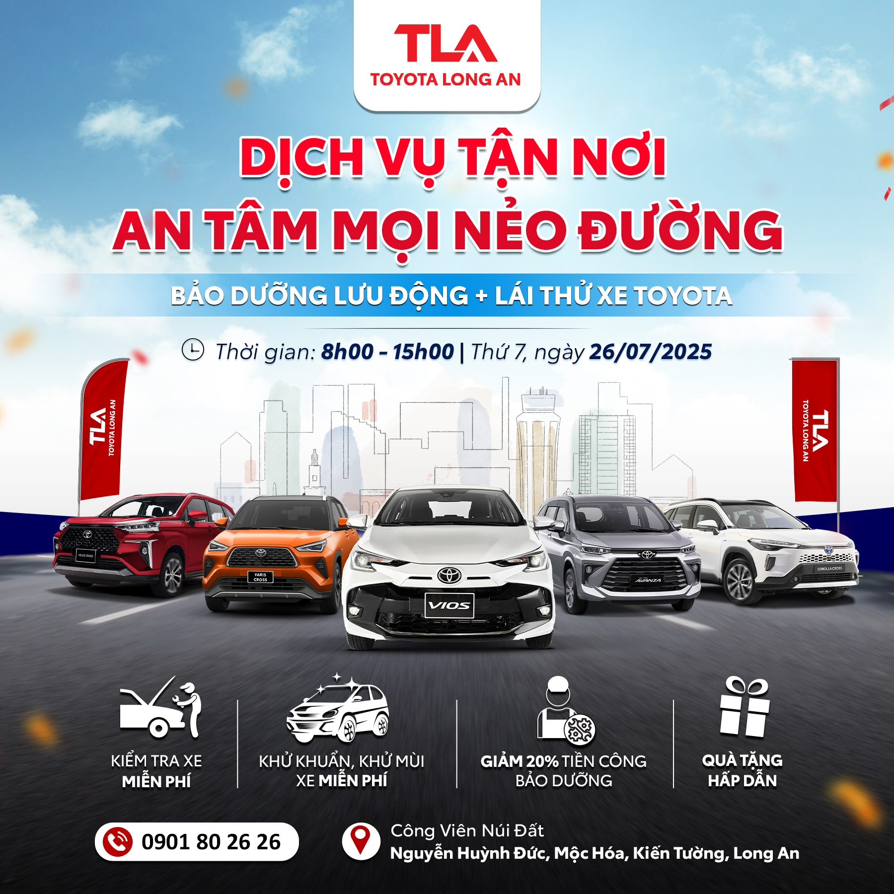 Toyota Long An tổ chức sự kiện dịch vụ sửa chữa lưu động tháng 7.2025