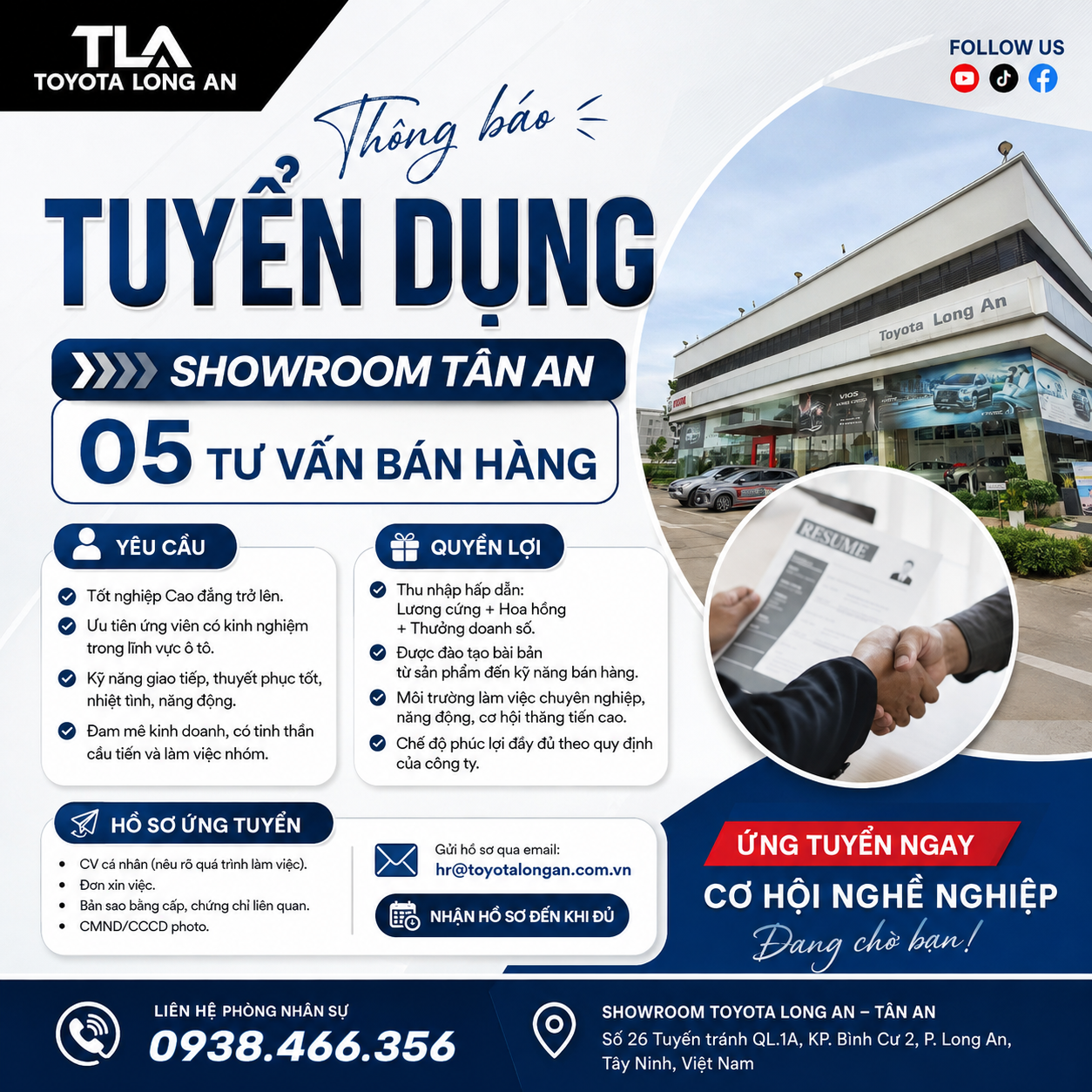 Toyota Long An tuyển dụng tháng 9.2025