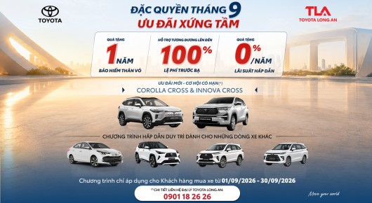 Chương trình khuyến mãi tháng 9.2025 tại Toyota Long An