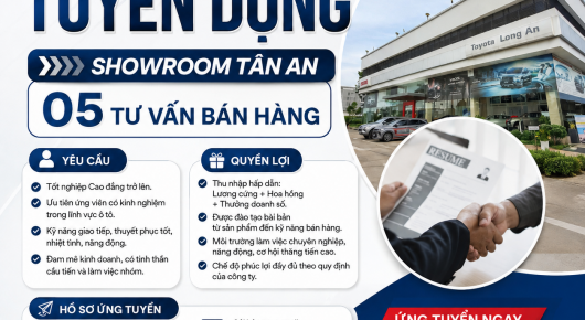 Toyota Long An tuyển dụng tháng 9.2025